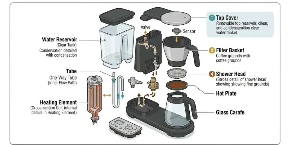 How Does a Coffee Maker Work? (A Simple Step-by-Step Guide) Coffee Maker Parts Breakdown